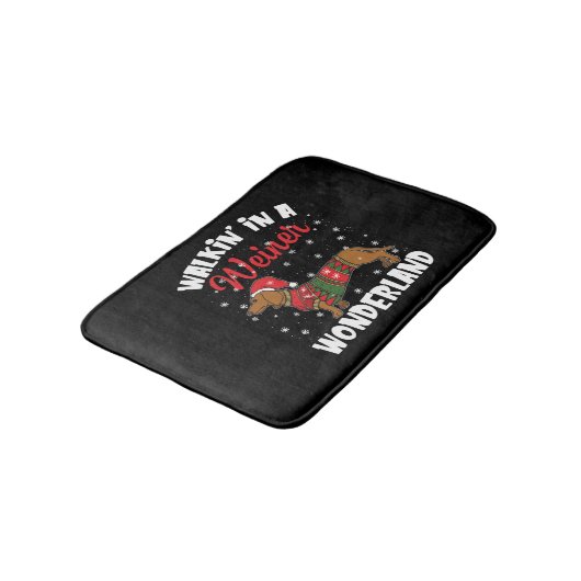 Wandelen in een Wiener Wonderland Grappige Dachshu Badmat (Gekanteld)