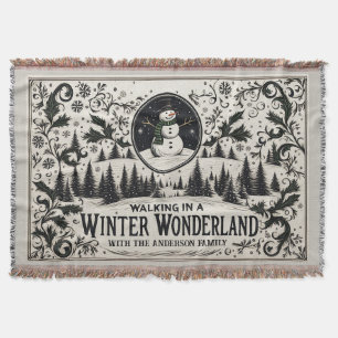 Wandelen in een Winter Wonderland Snowman Deken