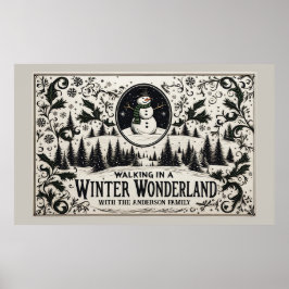 Wandelen in een Winter Wonderland Snowman Poster