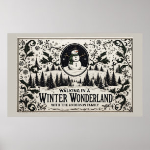Wandelen in een Winter Wonderland Snowman Poster