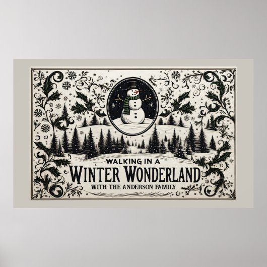 Wandelen in een Winter Wonderland Snowman Poster (Voorkant)