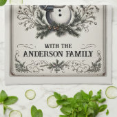 Wandelen in een Winter Wonderland Snowman Theedoek (Gevouwen)