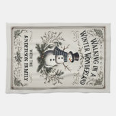 Wandelen in een Winter Wonderland Snowman Theedoek (Horizontaal)