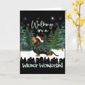 Wandelen in een worstwonderland Dachshund Kaart (Gele Bloem)