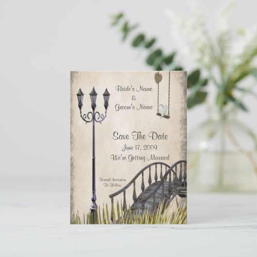 Wandelen in het park Save the Date Kaart (Staand voorkant)