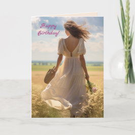 WANDELEN IN HET VELD DOCHTER VERJAARDAG KAART