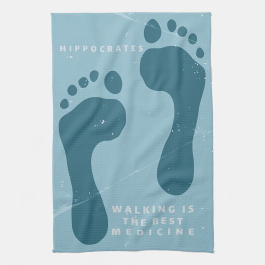 Wandelen is het beste medicijn Hippocrates citaat Theedoek (Verticaal)