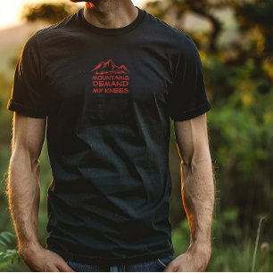 Wandelen kamperen humor zwart rood t-shirt