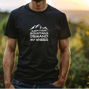 Wandelen kamperen humor zwart wit t-shirt