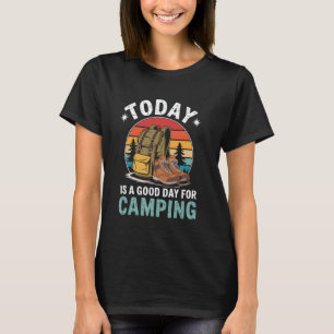Wandelen Kamperen Kampeerterrein Buiten Kampvuur V T-shirt