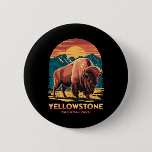 Wandelen Kamperen Yellowstone National Park Bizon Ronde Button 5,7 Cm