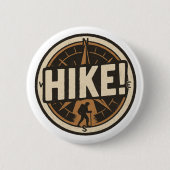 Wandelen! – Kompas Button met Hiker Silhouette (Voorkant)