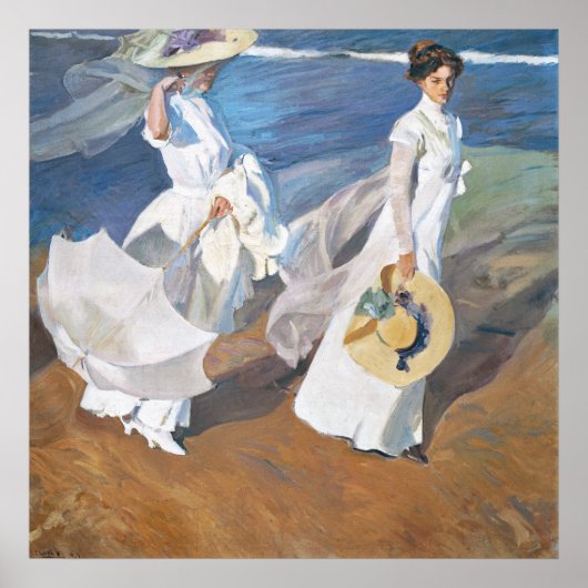 Wandelen langs de kust, Joaquín Sorolla Poster (Voorkant)