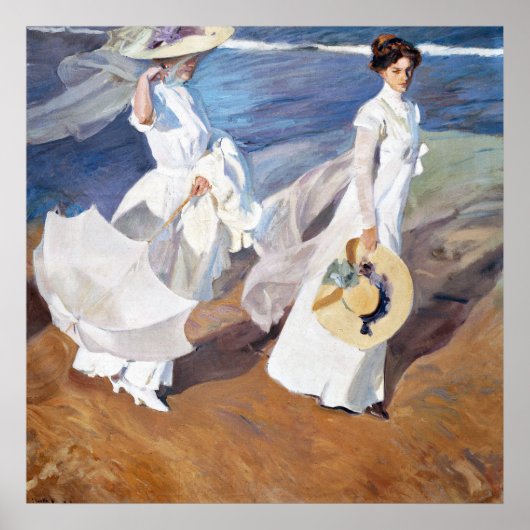 Wandelen langs de kustlijn door Joaquin Sorolla Poster (Voorkant)