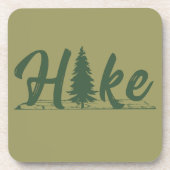 Wandelen logo hike wandelaars met dennenboom bier onderzetter (Voorkant)