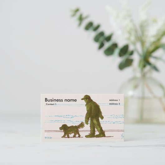 Wandelen met de hond tekenen visitekaartje (Staand voorkant)