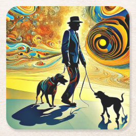 Wandelen met de honden kartonnen onderzetters