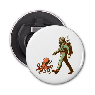 Wandelen met de octopus button flesopener