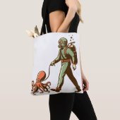 Wandelen met de octopus tote bag (Dichtbij)