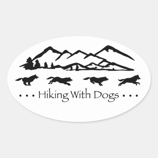 Wandelen met Honden Ovaal Sticker-Husky Ovale Sticker (Voorkant)