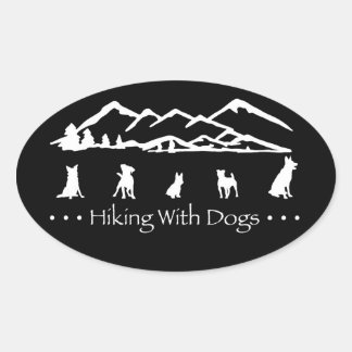 Wandelen met Honden Ovaal Sticker-zwart Ovale Sticker