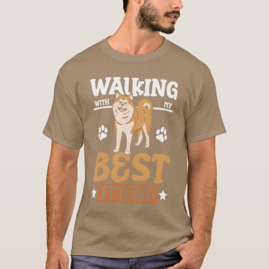 Wandelen met mijn beste vriend Akita T-shirt (Voorkant)