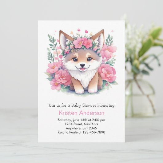 Wandelen met Wolven: Meisje Baby shower Kaart (Staand voorkant)