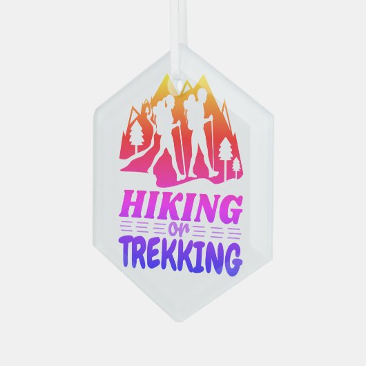 Wandelen of Trekken Glas Ornament (Voorkant links)