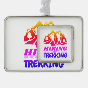 Wandelen of Trekken Verzilverd Omlijst Ornament