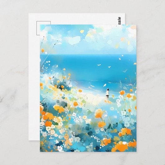 Wandelen op het strand briefkaart (Voorkant / Achterkant)