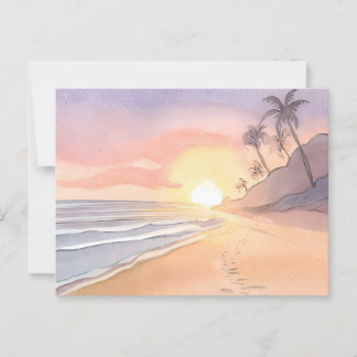 Wandelen op het strand | Oceaan aquarel Briefkaart