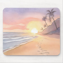 Wandelen op het strand | Oceaan Aquarel Muismat