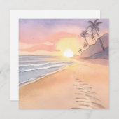 Wandelen op het strand | Ocean Waterverf Flat Kaar (Voorkant / Achterkant)