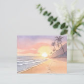 Wandelen op het strand | Waterverf van de oceaan Briefkaart (Staand voorkant)