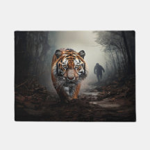 Wandelen Oude zwarte en oranje tijger surrealistis