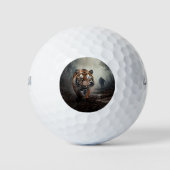 Wandelen Oude zwarte en oranje tijger surrealistis Golfballen (Voorkant)