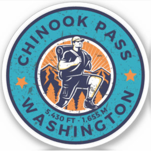 wandelen over chinook pass california trails sticker