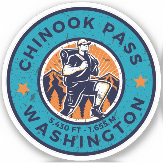 wandelen over chinook pass california trails sticker (Voorkant)