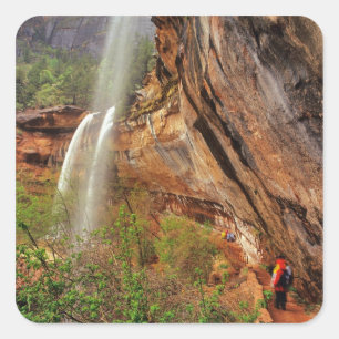 Wandelen over het Emerald Pools Trail in Zion Nati Vierkante Sticker