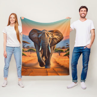 Wandelen over het pad met de grote olifantenmatria fleece deken