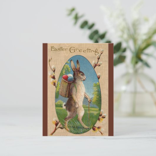 Wandelen Paashaas Briefkaart (Staand voorkant)