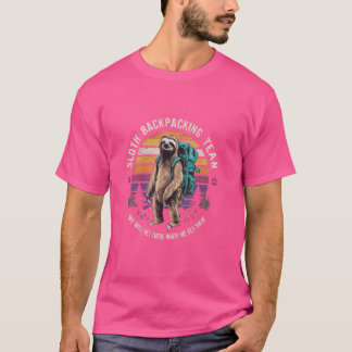 Wandelen Retro Luiaard Rugzak Team Avontuur Outd T-shirt
