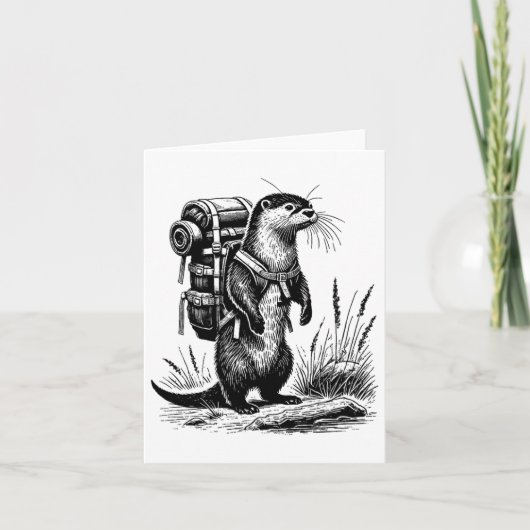 Wandelen River Otter Backpacken Dieren Funny Cotta Kaart (Voorkant)
