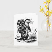 Wandelen River Otter Backpacken Dieren Funny Cotta Kaart (Gele Bloem)