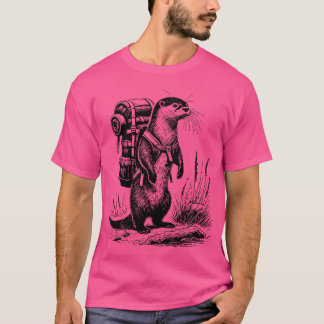 Wandelen River Otter Backpacken Dieren Funny Cotta T-shirt