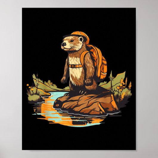 Wandelen rivierotter backpacken buiten dier poster (Voorkant)