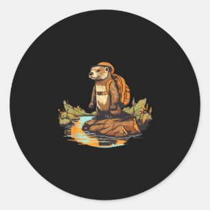 Wandelen rivierotter backpacken buiten dier  ronde sticker