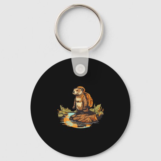 Wandelen rivierotter backpacken buiten dier sleutelhanger (Voorkant)