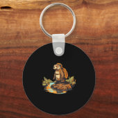 Wandelen rivierotter backpacken buiten dier sleutelhanger (Voorkant)