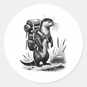 Wandelen Rivierotter Rugzakken Dieren Grappige Cot Ronde Sticker